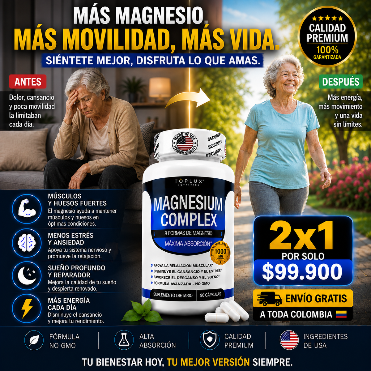 ¡Compra 1 unidad con un descuento del 10%!
🚗 ENVÍO GRATIS
$89.900,00

Paga 1 y Llévate 2
👉🏼MÁS VENDIDO 🔥
$179.800,00
$99.900,00

¡Compra 3 unidades con un Precio Especial!
💵 ¡MAYOR AHORRO!l
